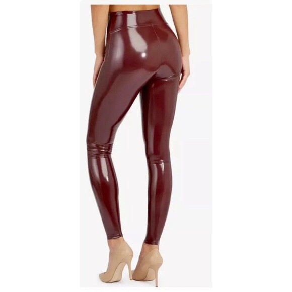 Spanx Faux Patent Leather Leggings in Ruby Red Size Medium Retail $128 NWT - Picture 2 of 16